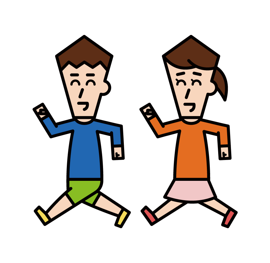 Illustration of a running child (male and female)