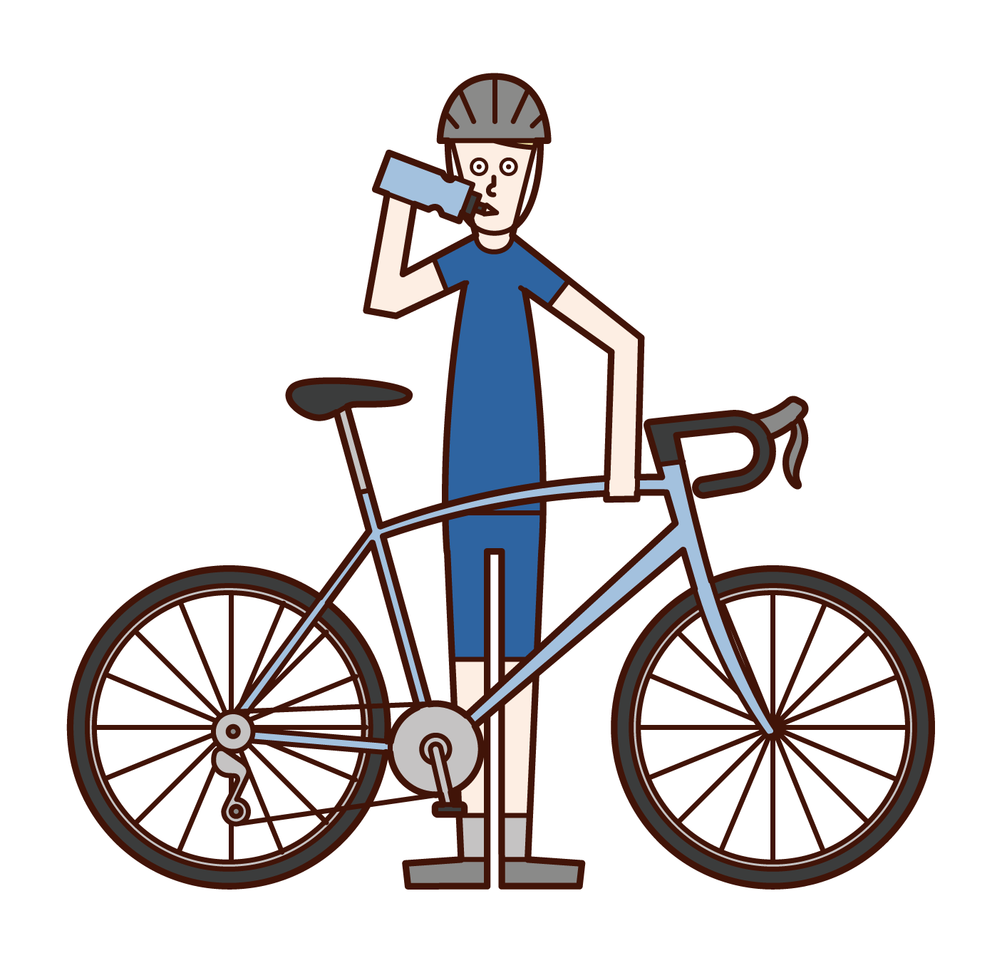 騎自行車補充水分的插圖（男性）