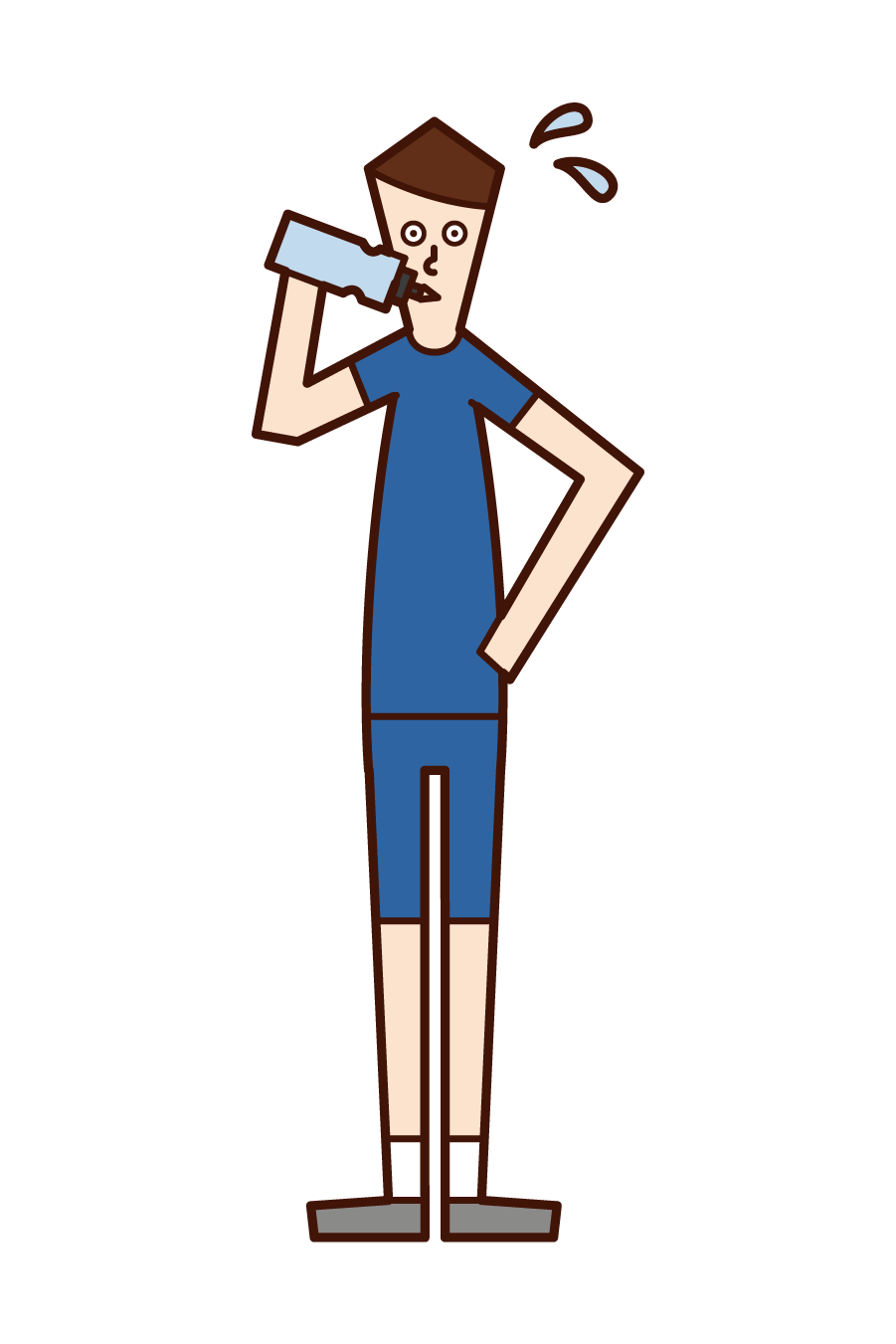Illustration of a person (man) who rehydrates