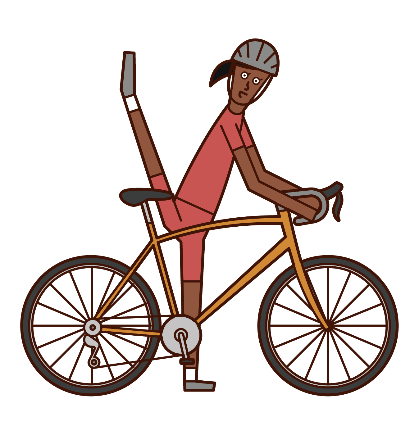 高腿騎自行車的人（女性）的插圖