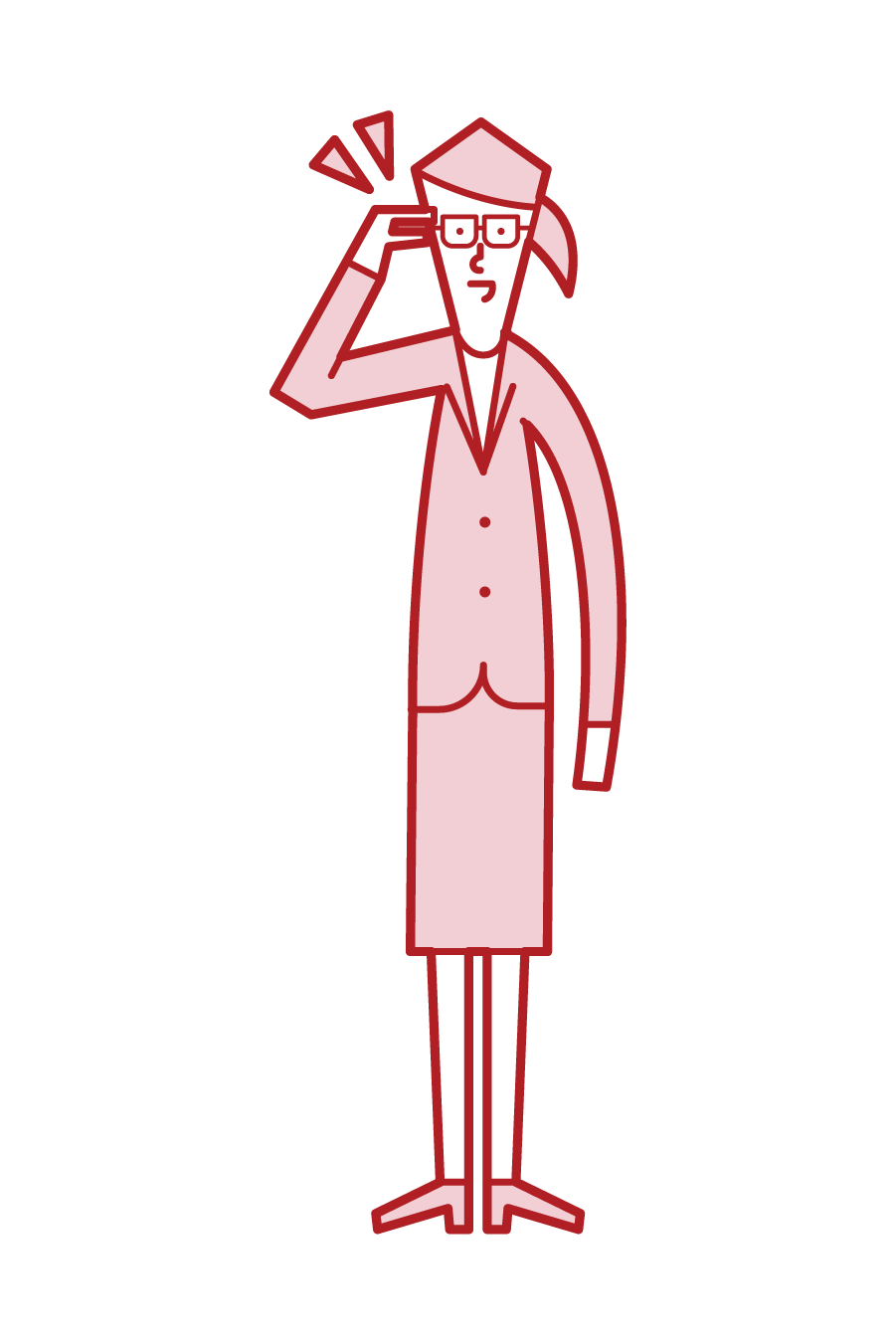 Illustration of a woman putting her finger on glasses