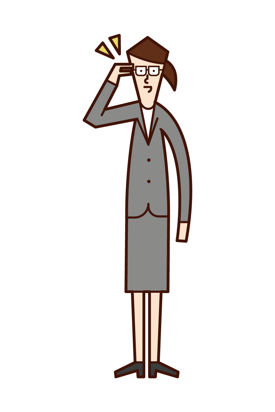 Illustration of a woman putting her finger on glasses