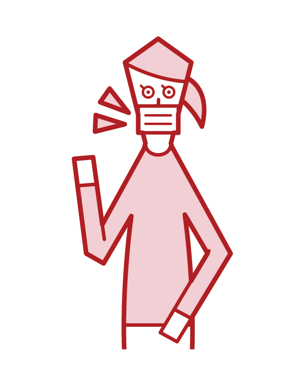 Illustration of a person (woman) wearing a mask
