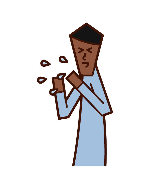 Illustration of a sneezing person (man)
