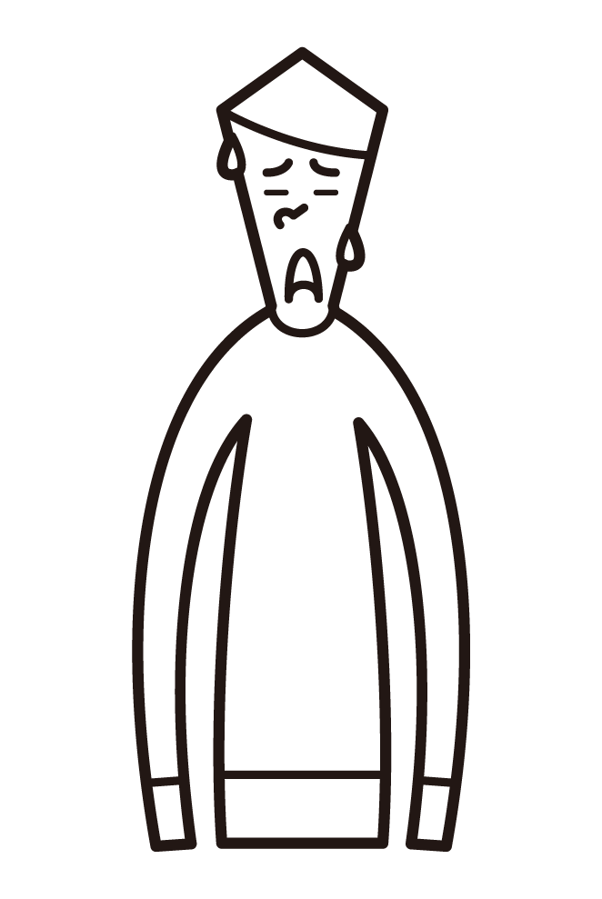 困った顔の人（男性）のイラスト