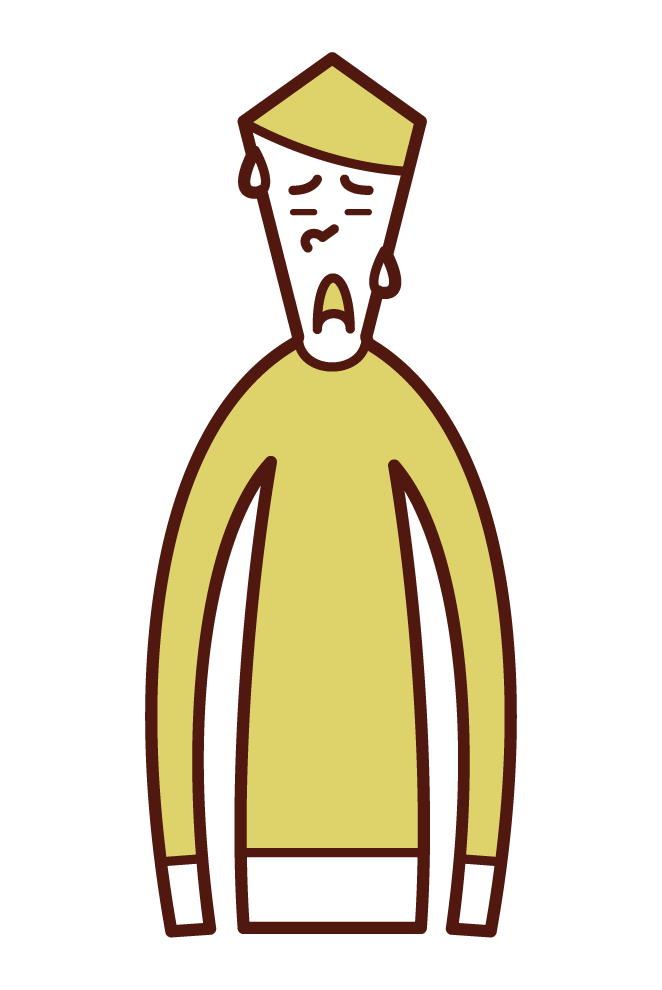 Illustration of a person with a troubled face (male)