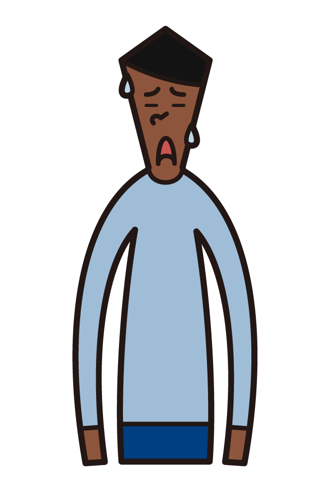 Illustration of a person with a troubled face (male)