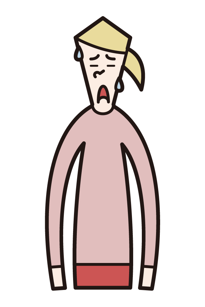 Illustration of a person (woman) with a troubled face