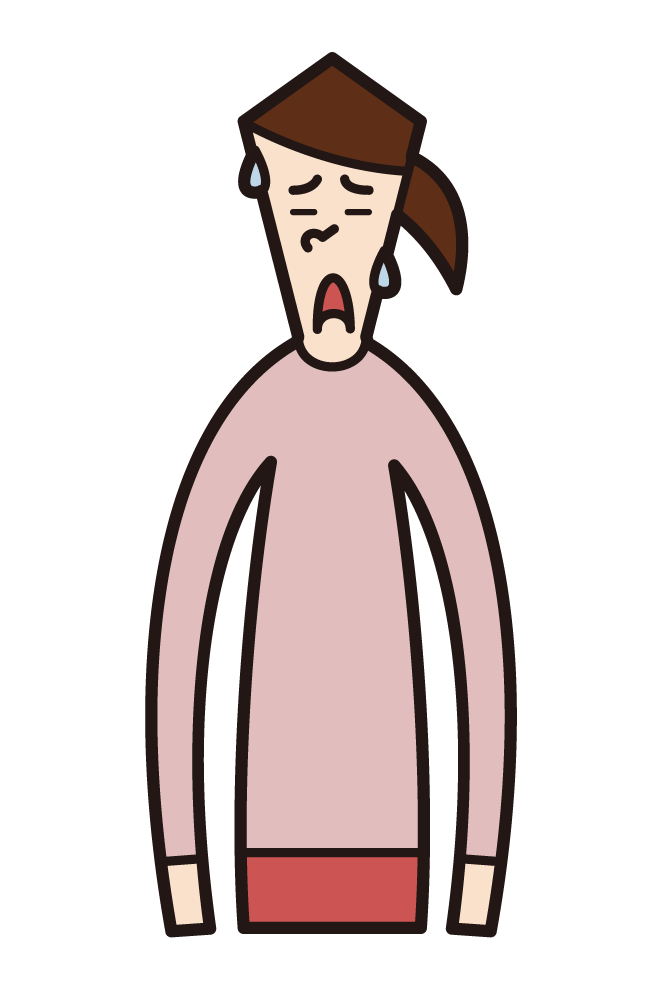 Illustration of a person with a tired face (woman)