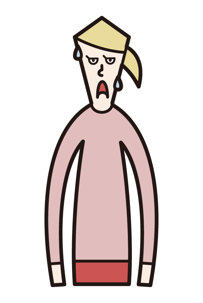 Illustration of a person (woman) who looks disgusting