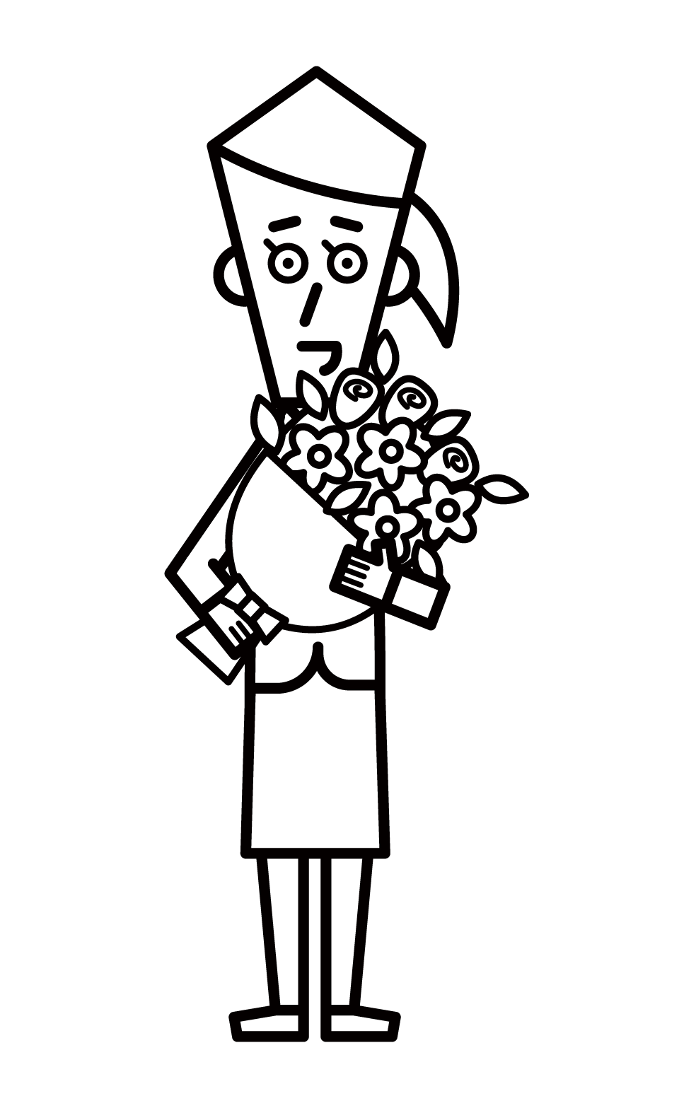 送花束的人（女性）的插圖