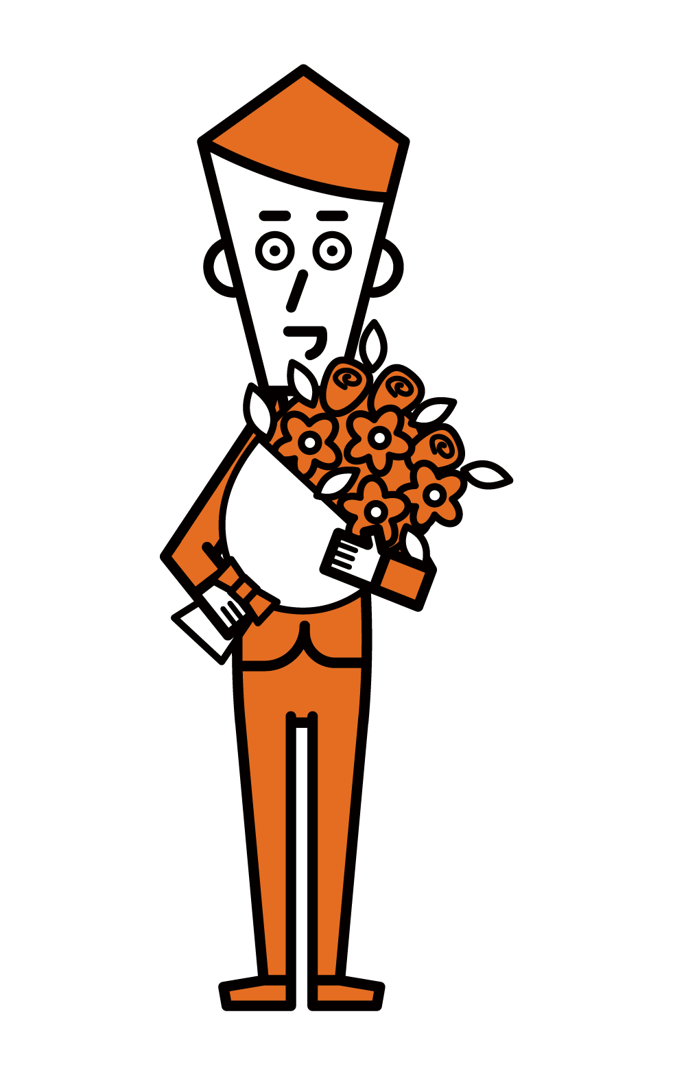 送花的人（男性）的插圖