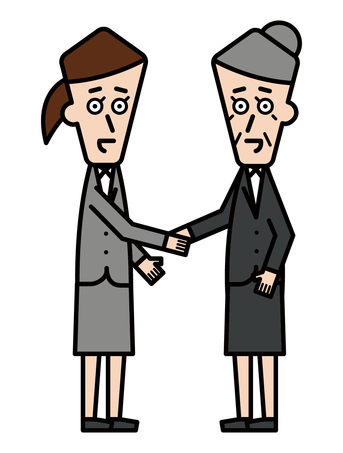 握手的人和信任關係（女性）的插圖