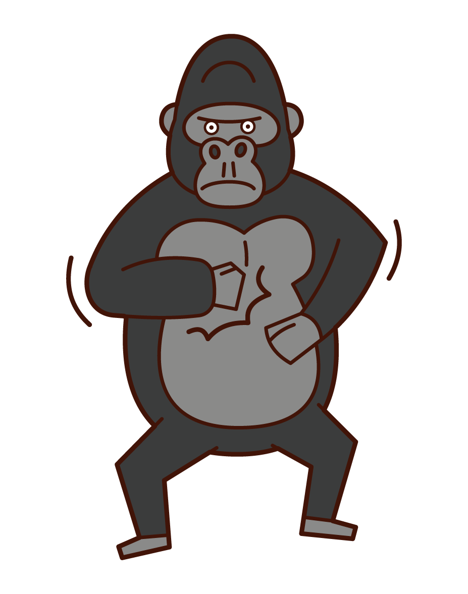 Illustration of a gorilla beating on the chest