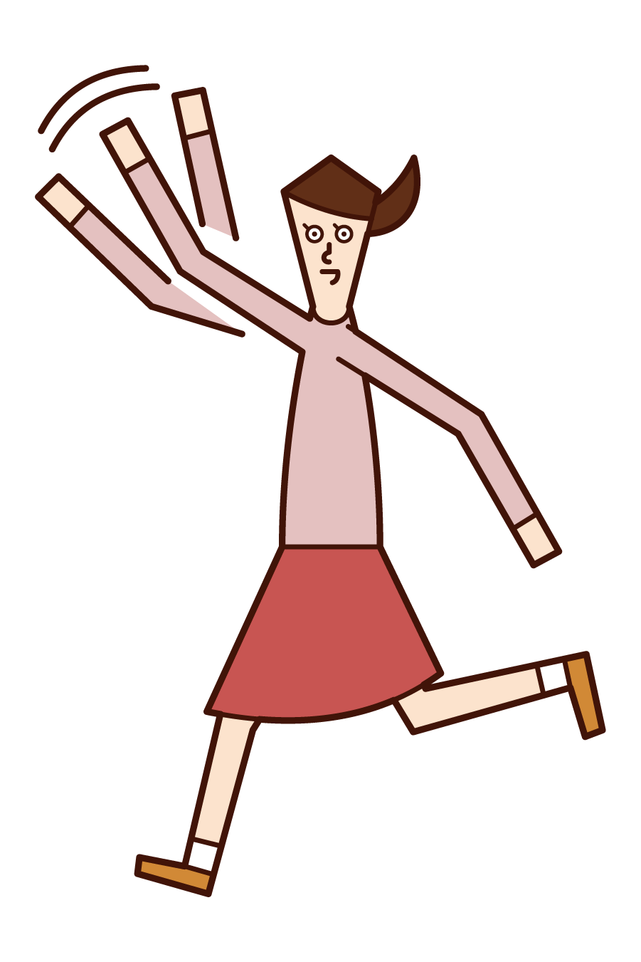 張開雙臂跑步的人（女性）的插圖