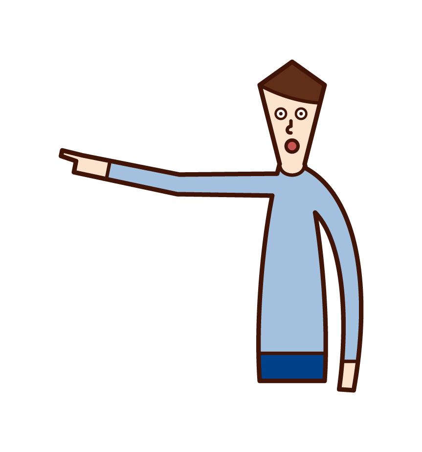 Illustration of a person (man) pointing at a finger