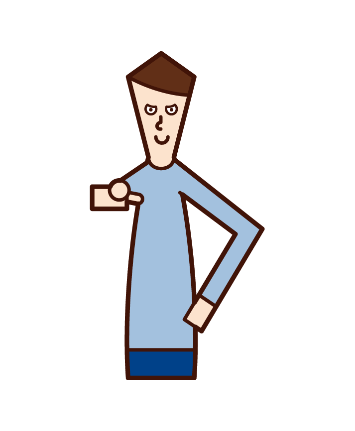 Illustration of a person (man) pointing at a finger