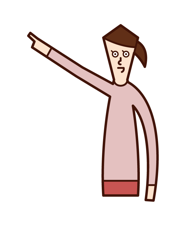 Illustration of a woman pointing far away