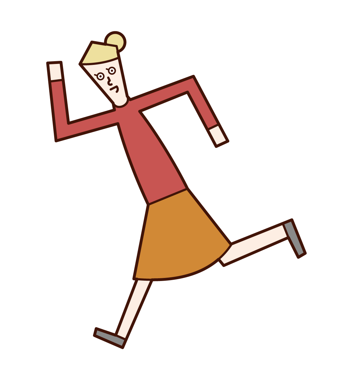 跑步姿勢的人（女性）的插圖