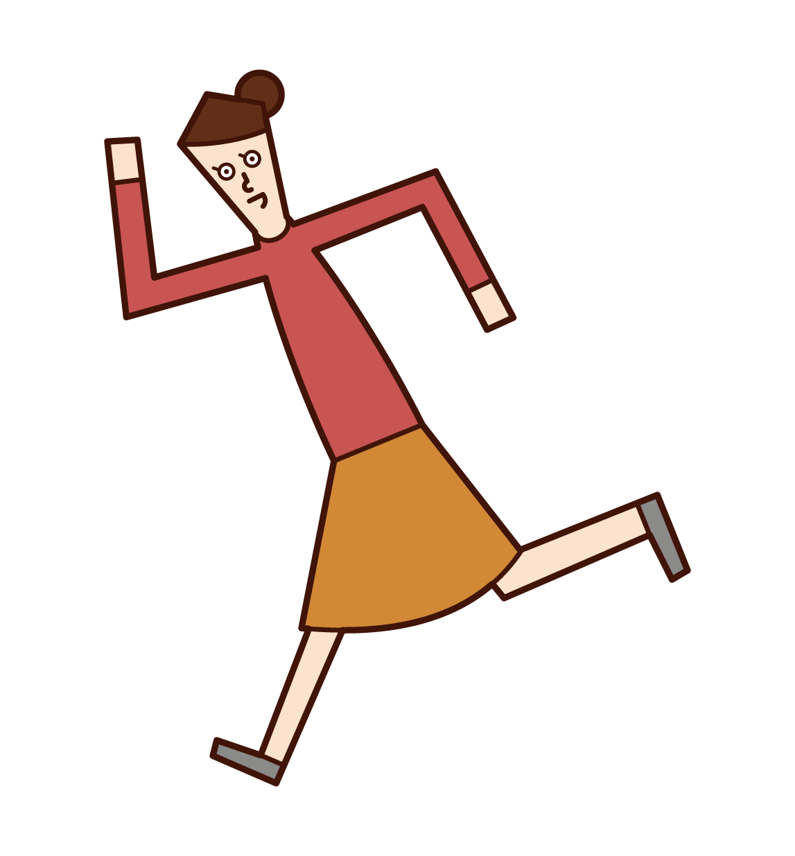 走るポーズをする人（女性）のイラスト