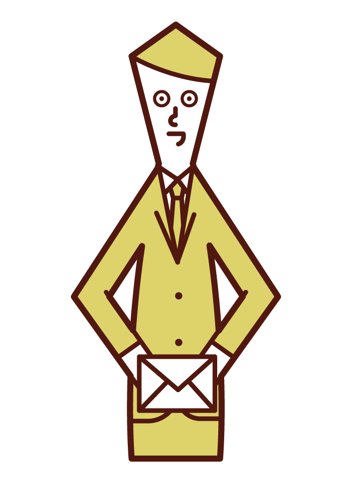 Illustration of the person (male) who hands over the letter