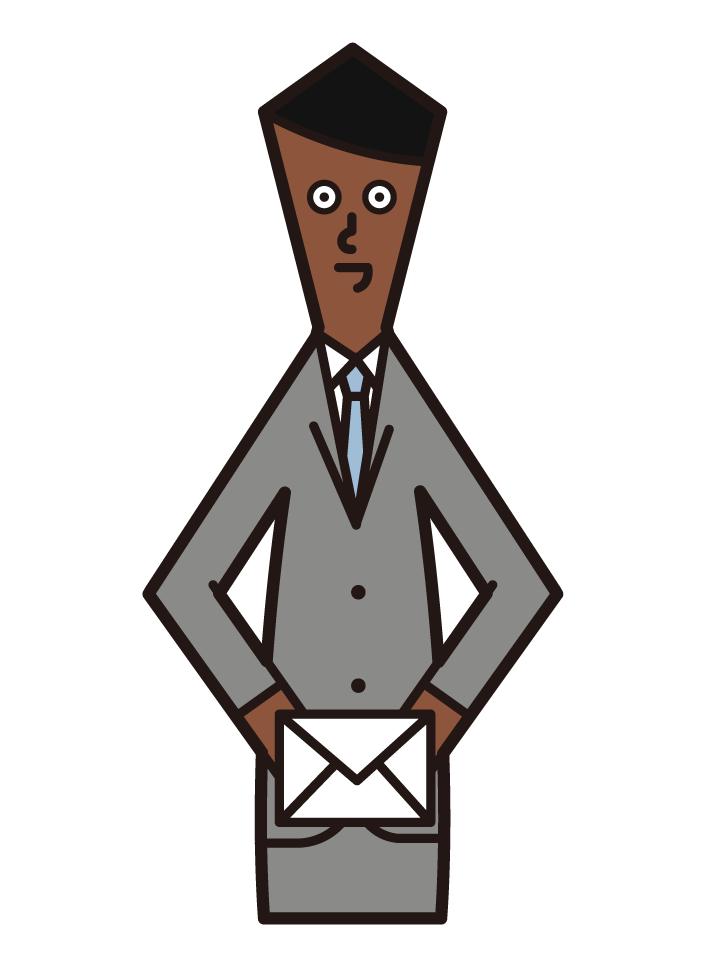 Illustration of the person (male) who hands over the letter
