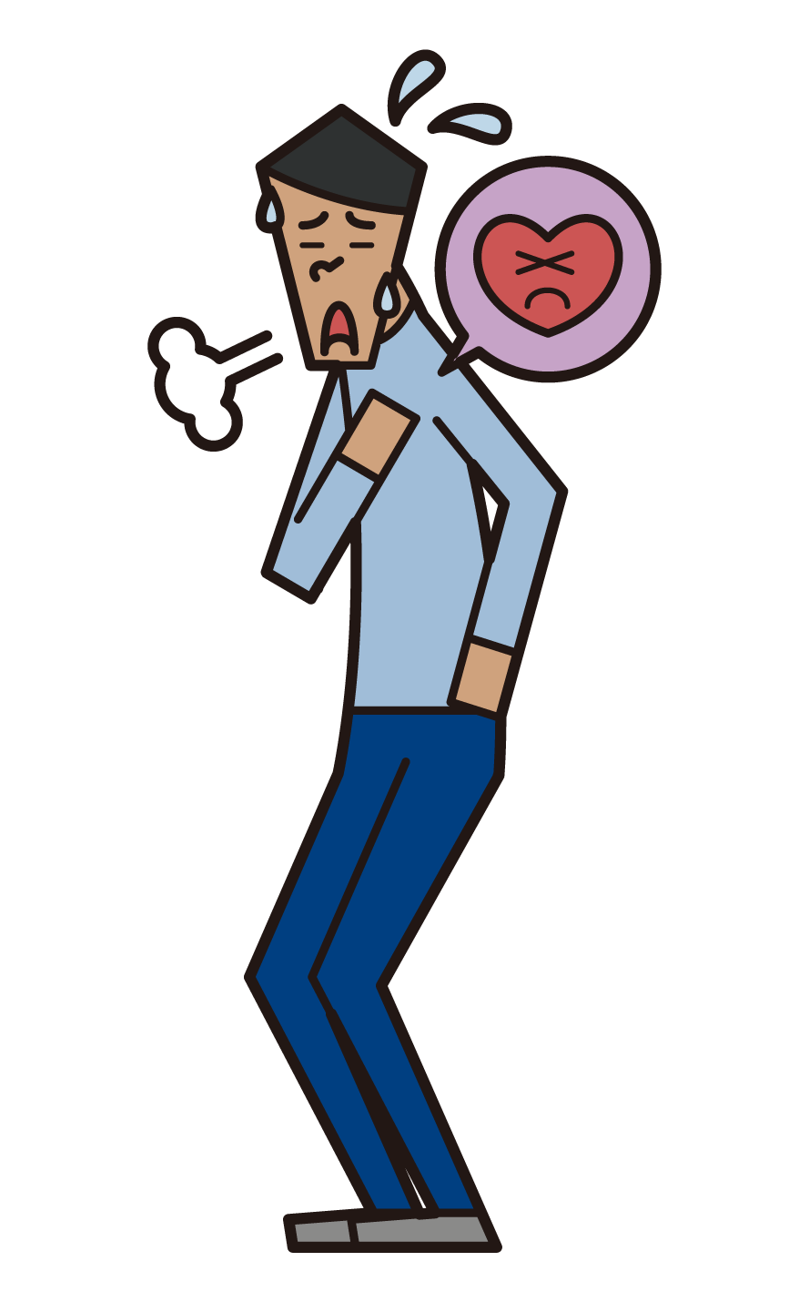 Illustration of a person (male) who feels palpitations