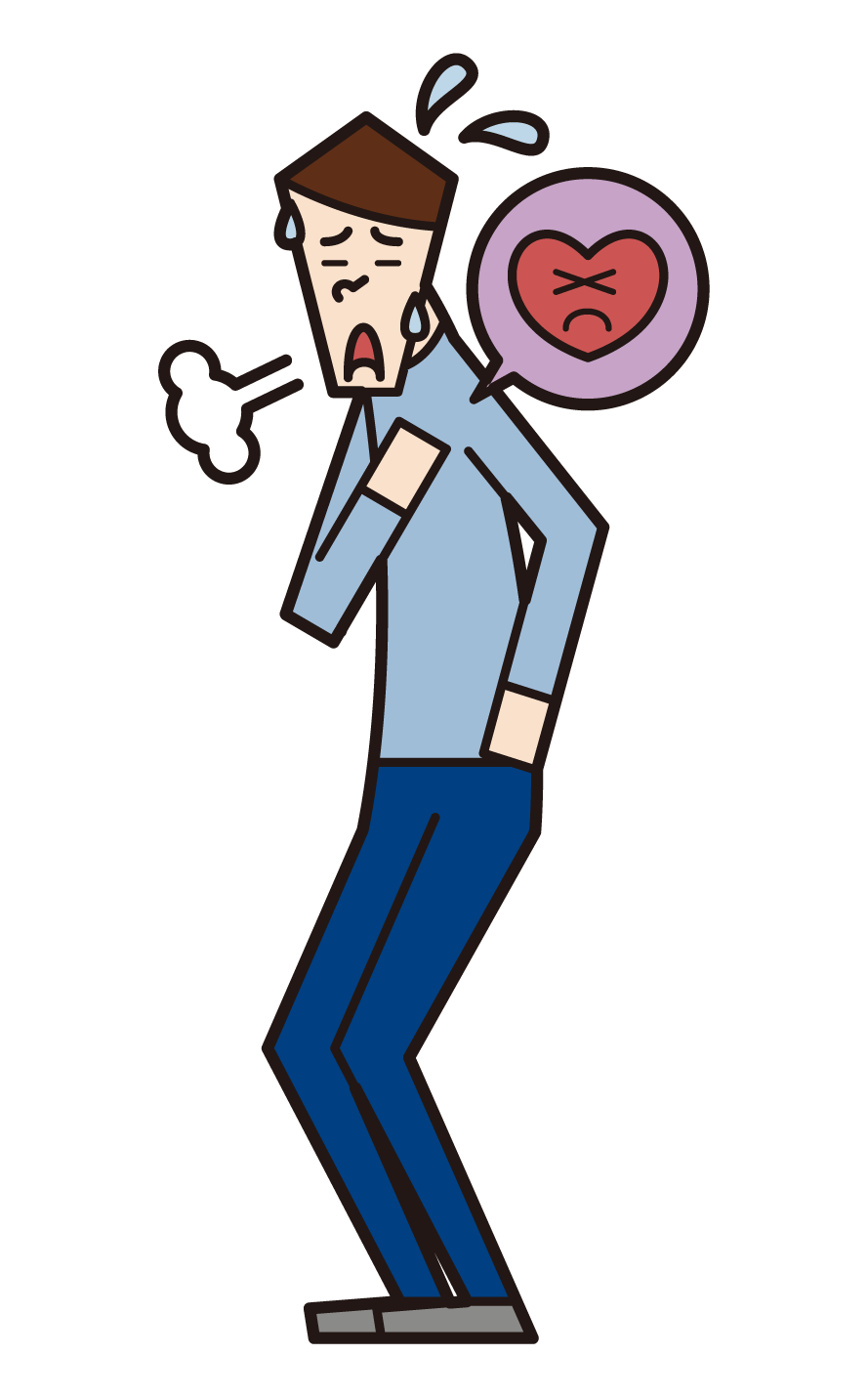 Illustration of a person (male) who feels palpitations