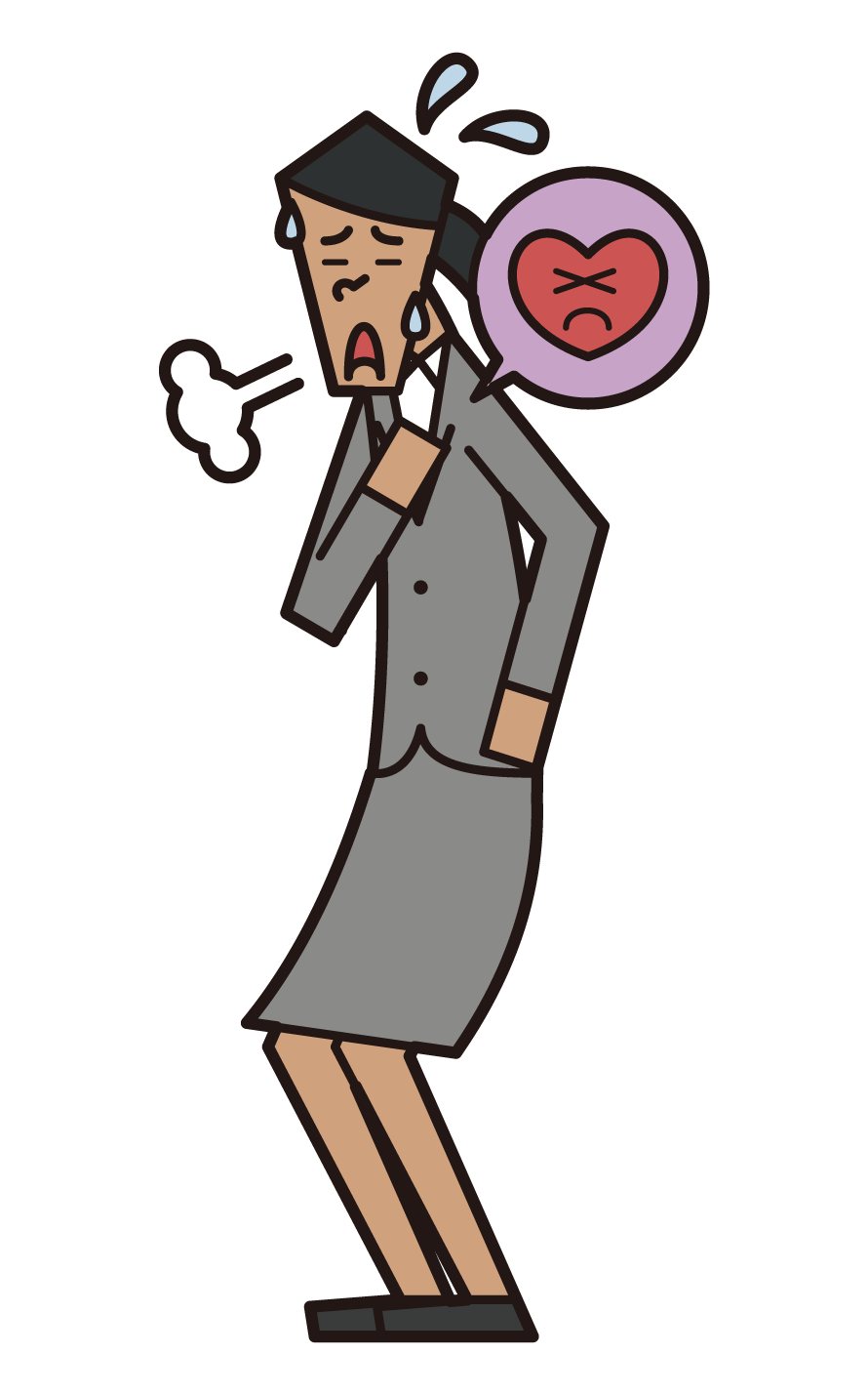 Illustration of a person (female) who feels palpitations