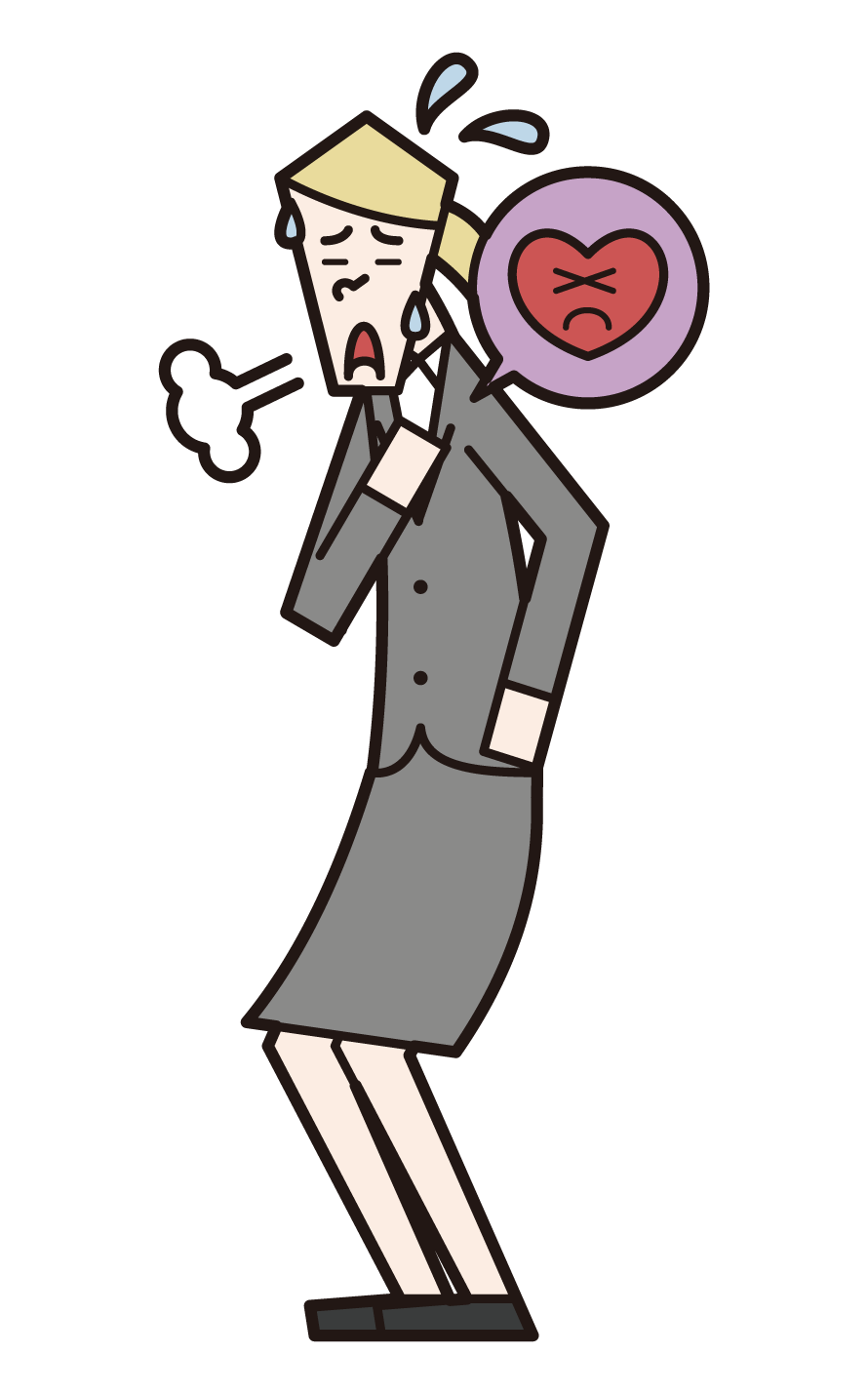 Illustration of a person (female) who feels palpitations