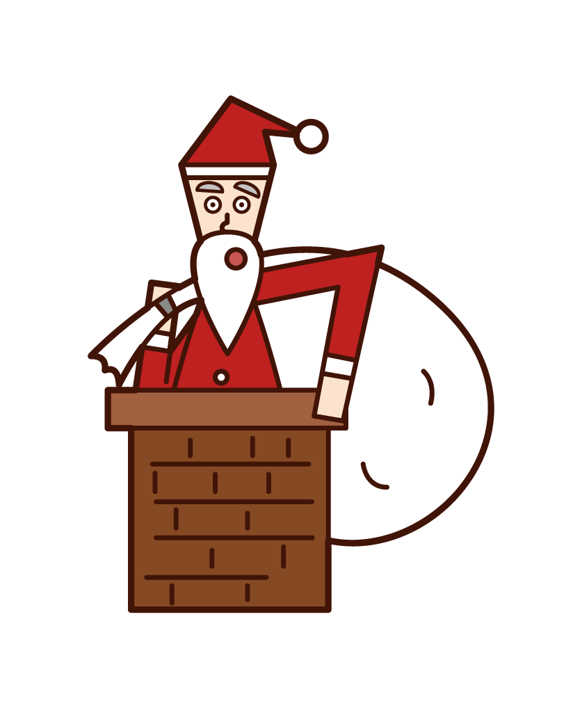 Illustration of Santa Claus passing a present