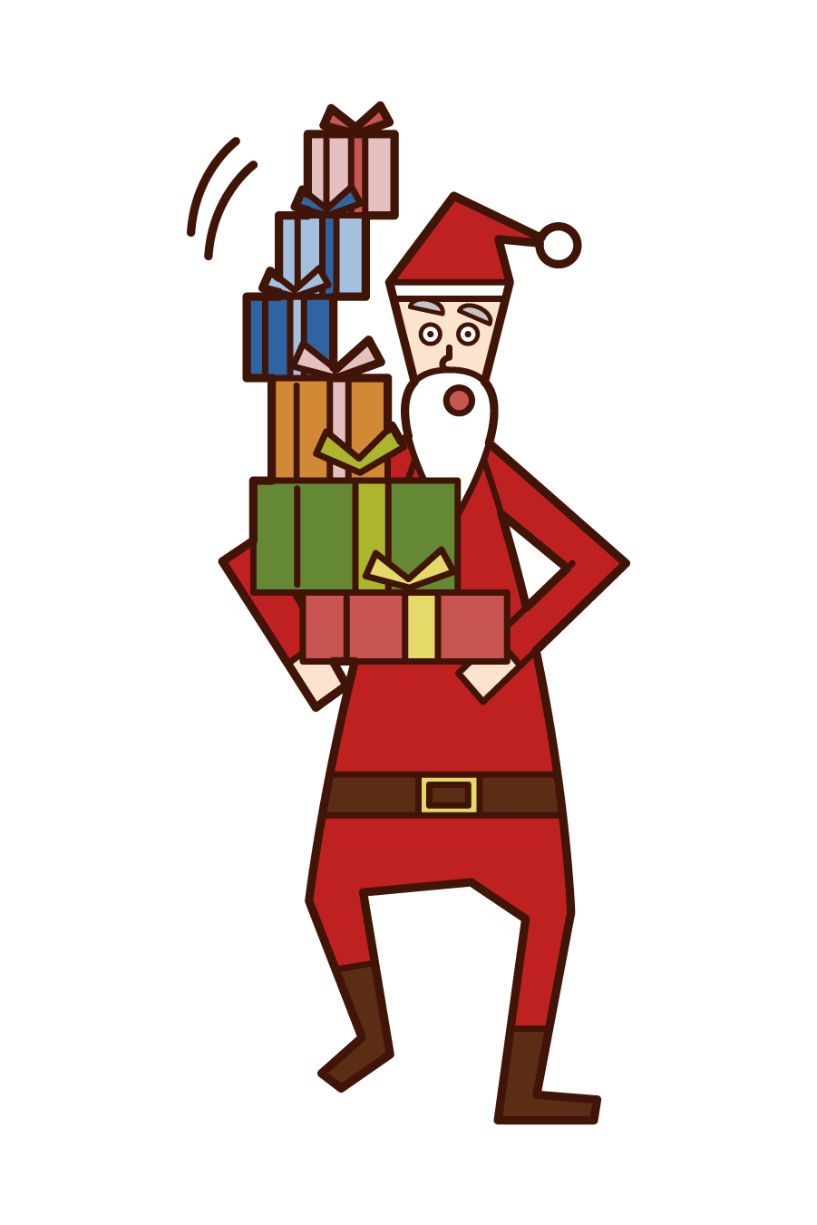 Illustration of Santa Claus with a lot of presents