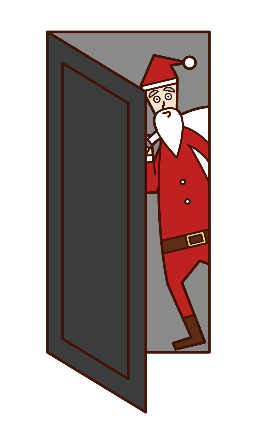 聖誕老人（男性）偷偷走進房間的插圖