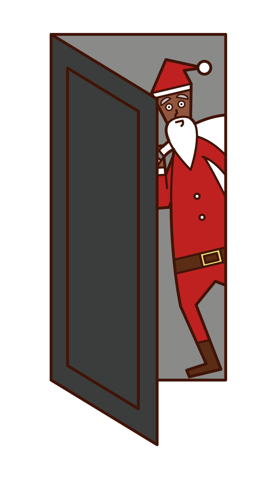 聖誕老人（男性）偷偷走進房間的插圖