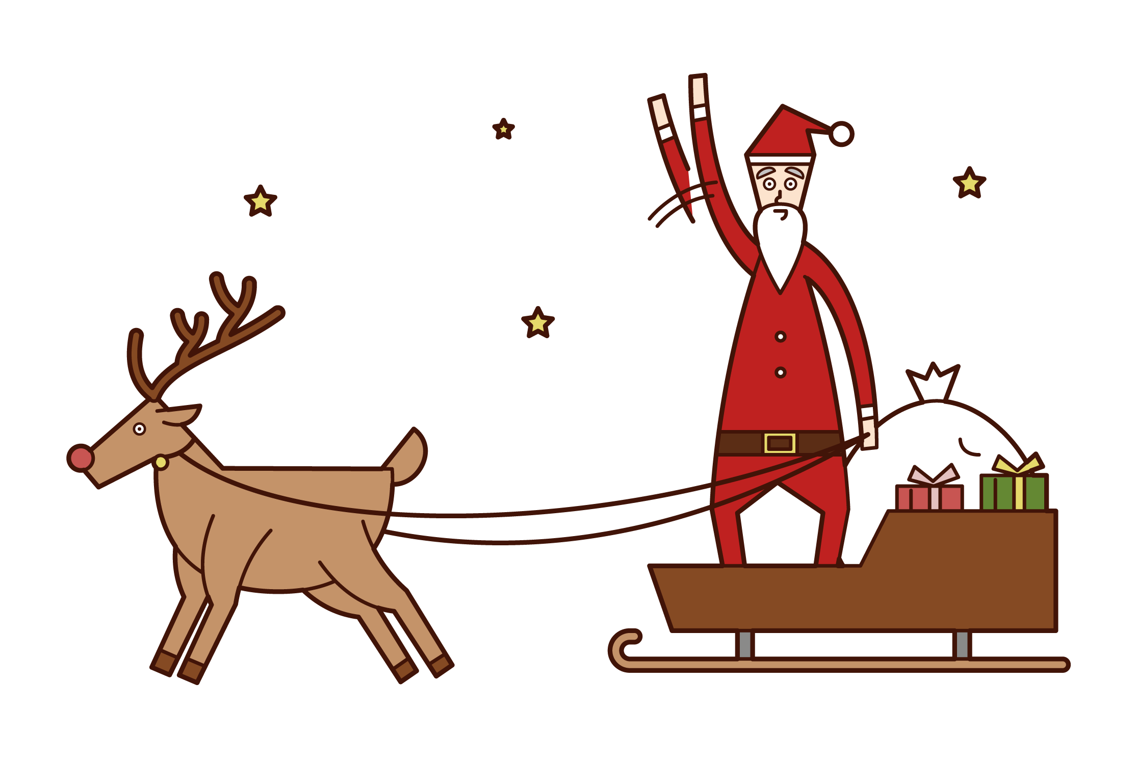 Illustration of Santa Claus (man) sneaking into the room