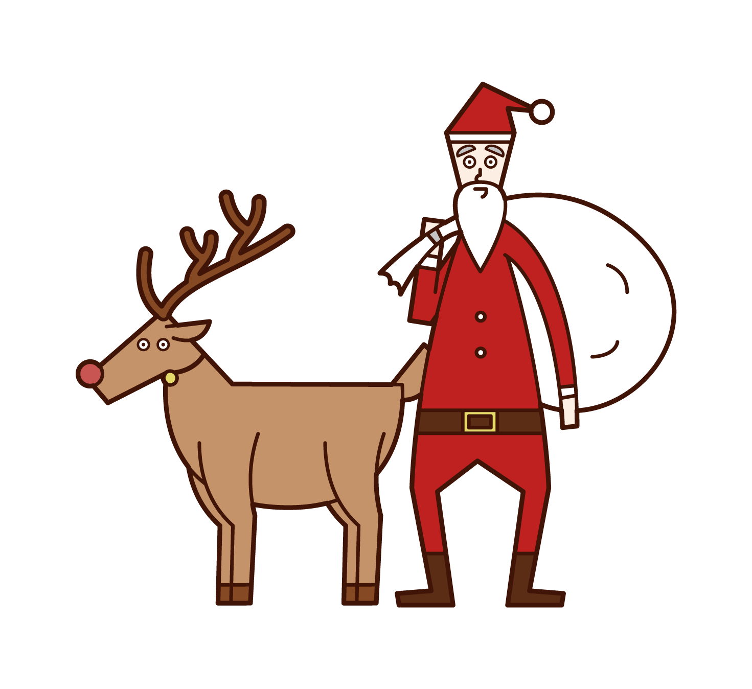 馴鹿和聖誕老人插圖