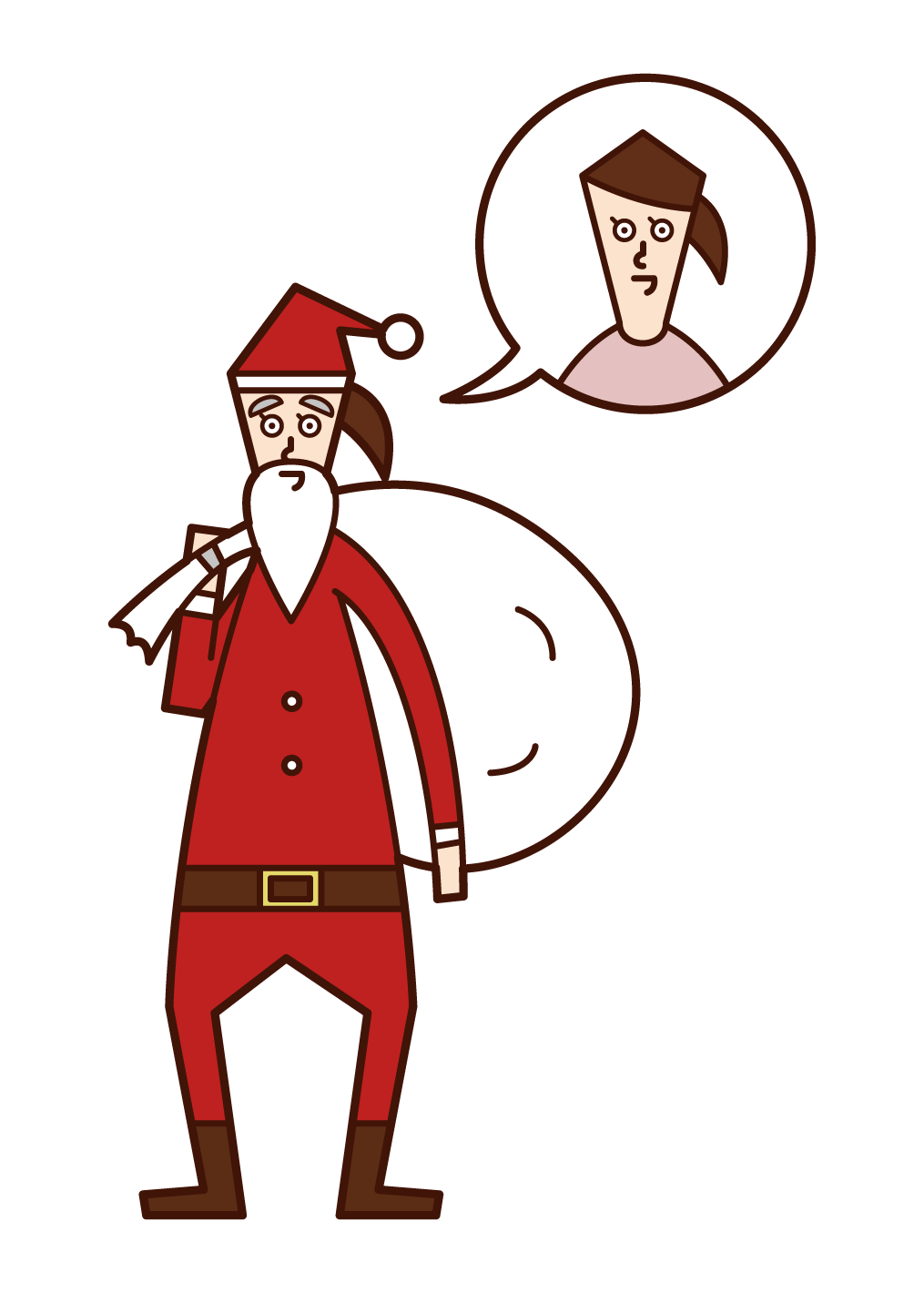 Illustration of Santa Claus (Woman) disguised by her mother