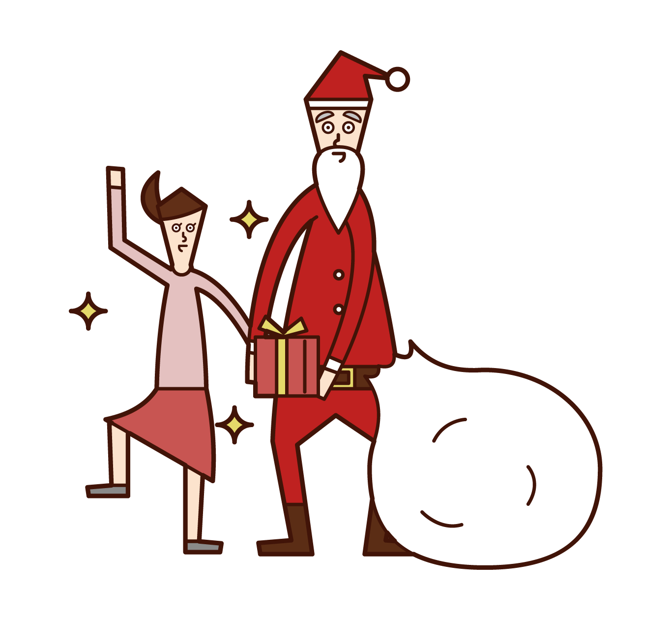 Illustration of Santa Claus putting a present at the bedside