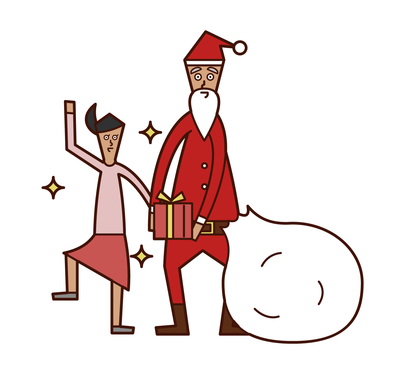 聖誕老人給孩子們禮物的插圖