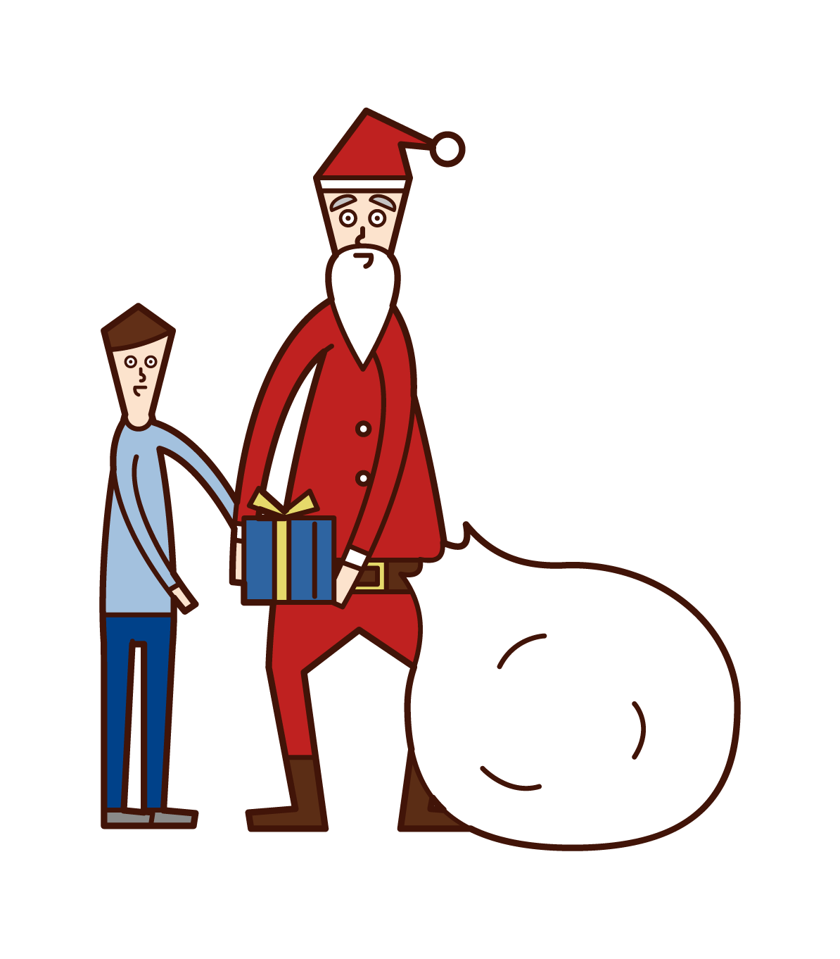 Illustration of Santa Claus (man) who dropped the axe