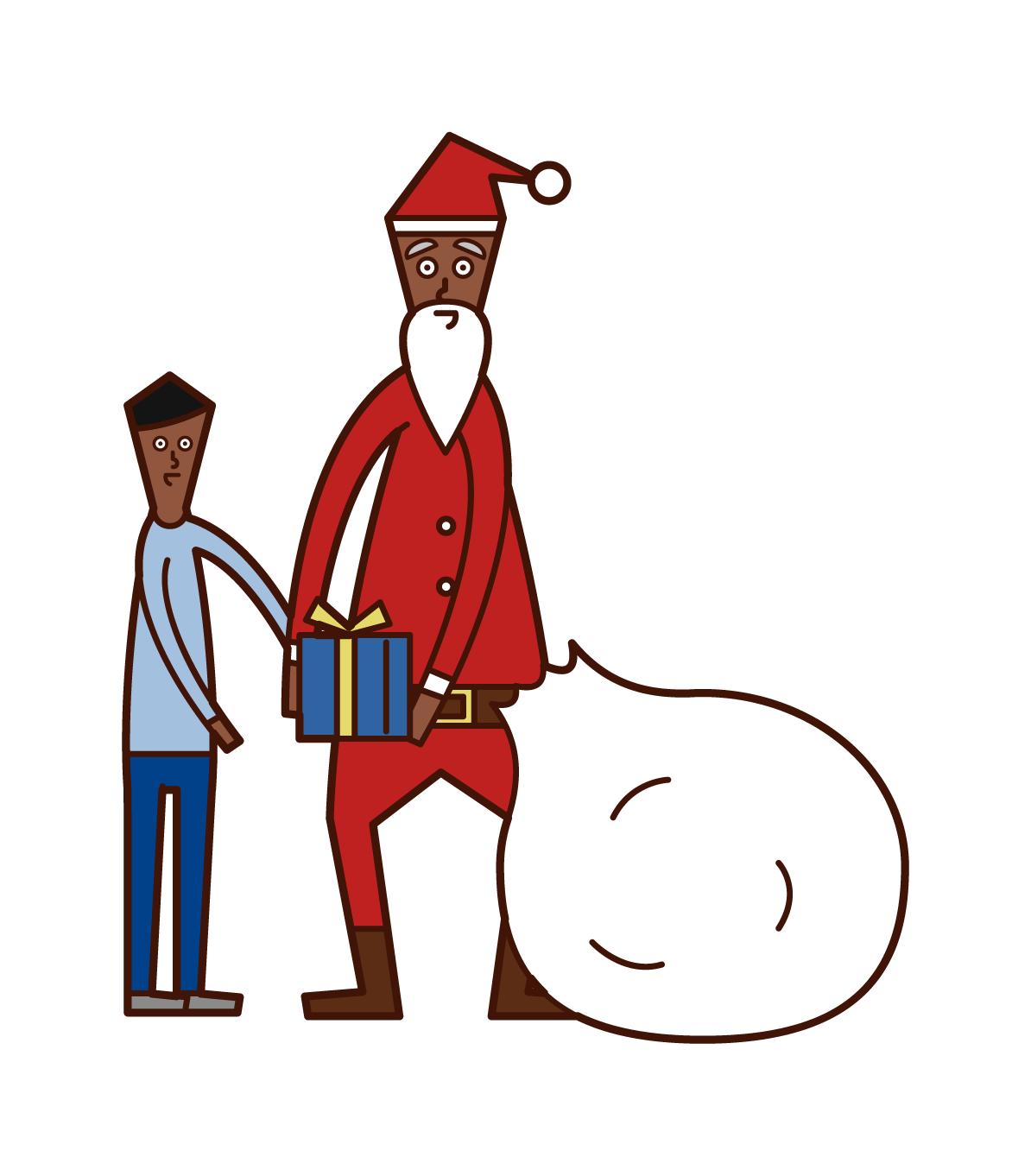 聖誕老人給孩子們禮物的插圖