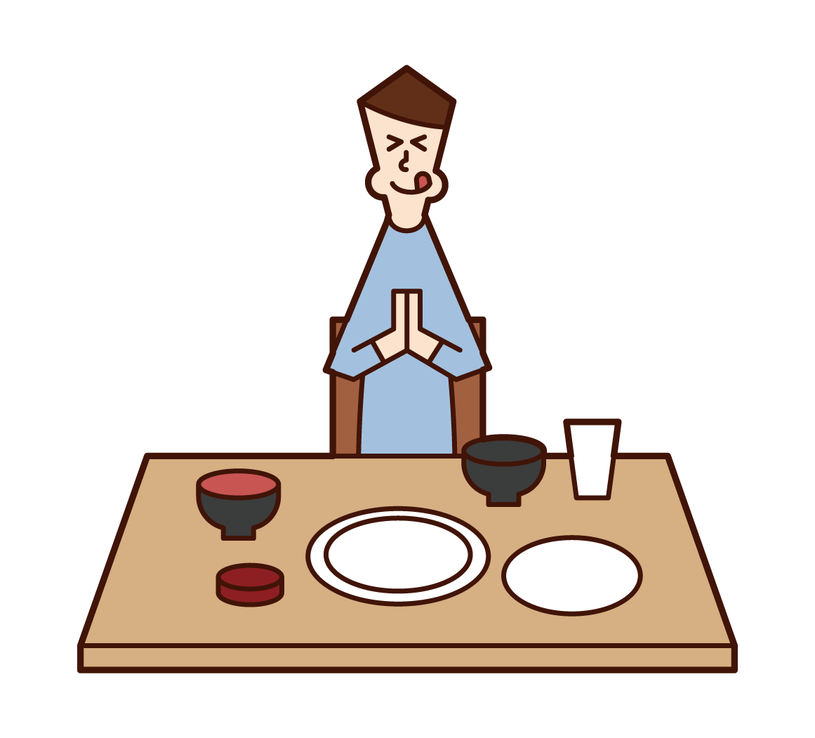 Illustration of a man who is feasting