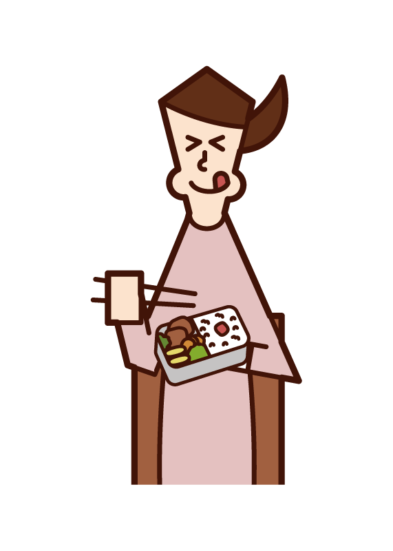 Illustration of a feasting person (woman)