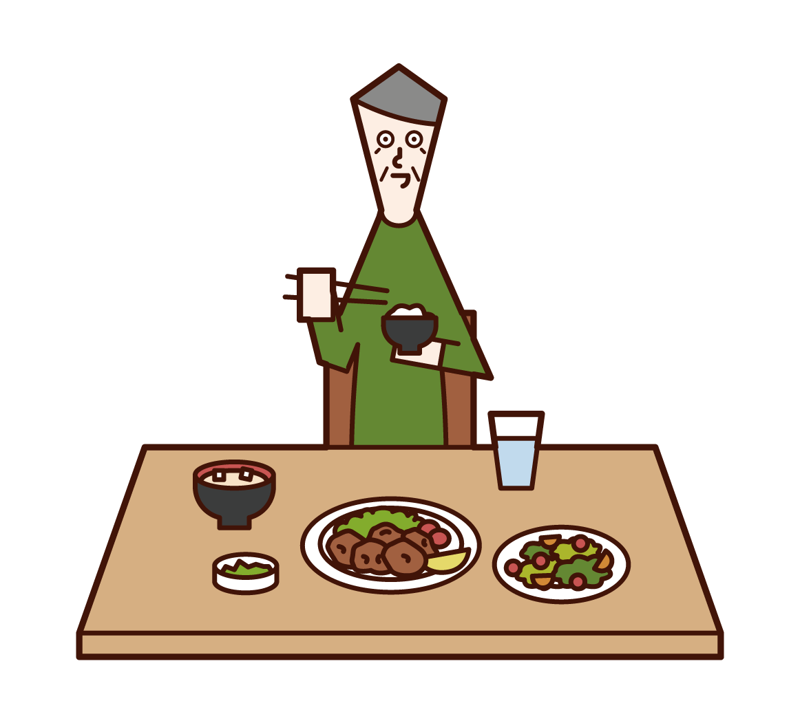 Illustration of an old man eating – Free illustrations KuKuKeKe
