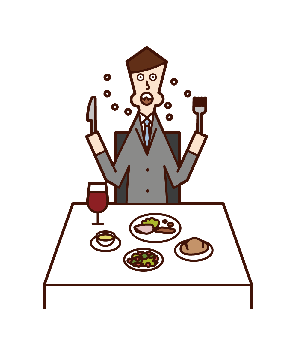 Illustration of a man who eats fast