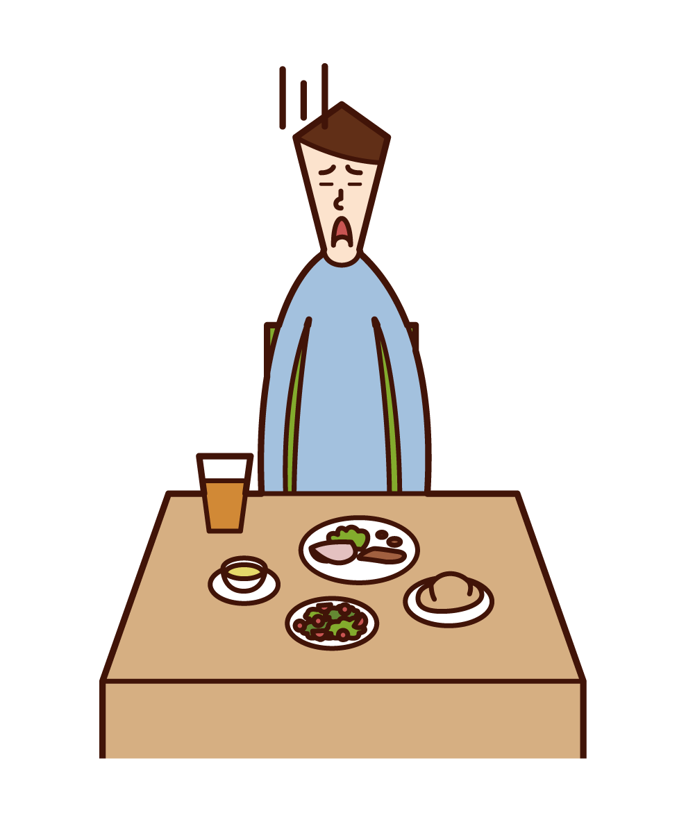 暴飲暴食・過食症（男性）のイラスト