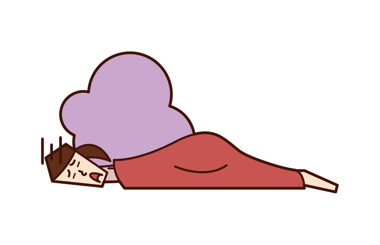 Illustration of a woman who can't get out of a futon