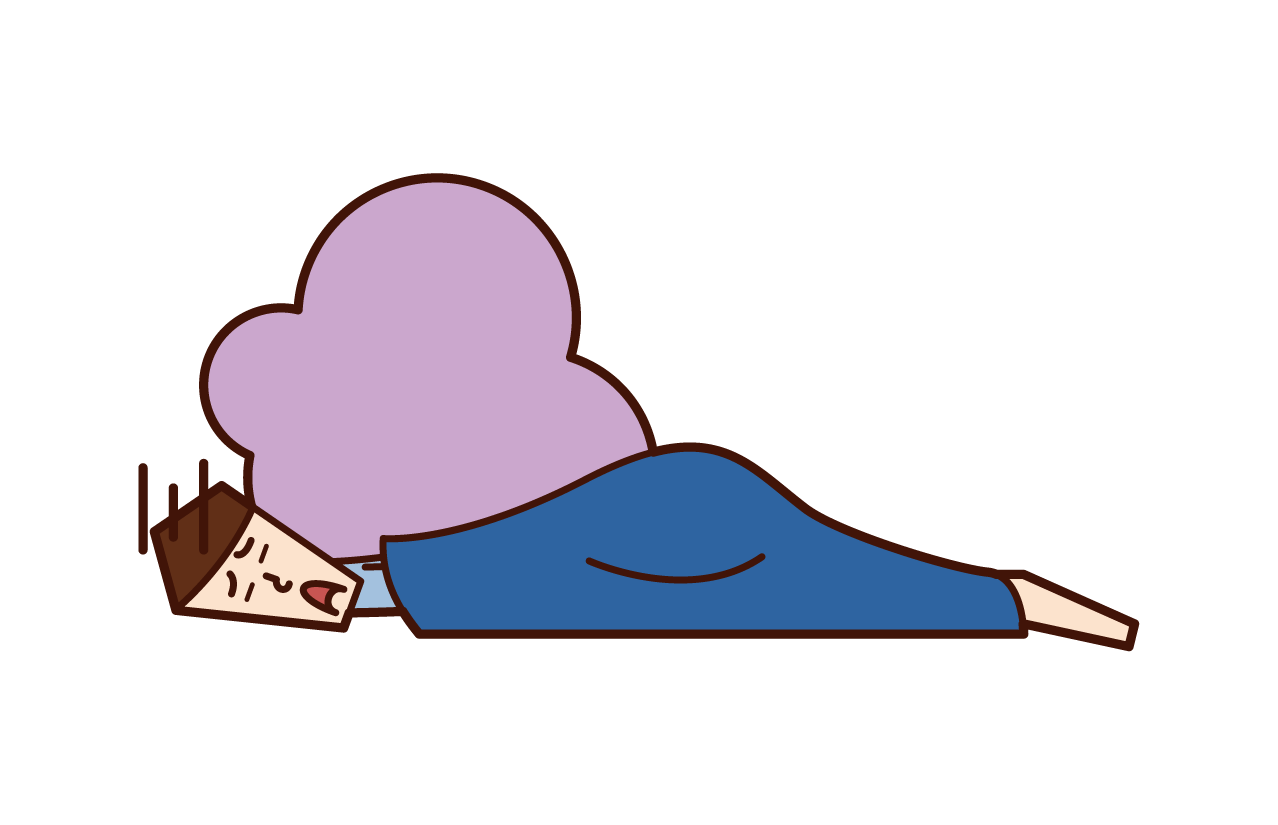 Illustration of a person (man) who is weak in the morning