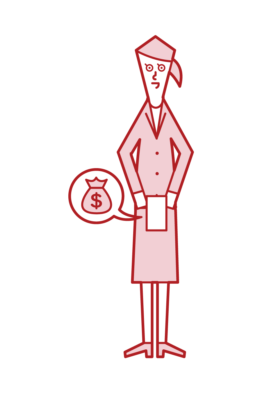 Illustration of a woman handing over her salary