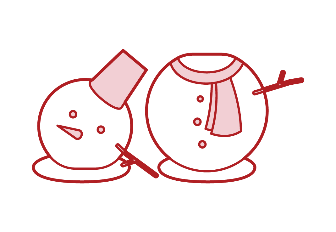 Illustration of a collapsed snowman